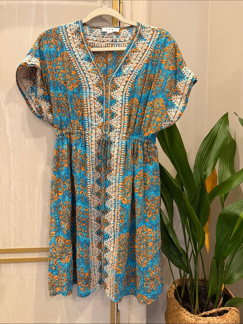 THML printed embroidered dress size small